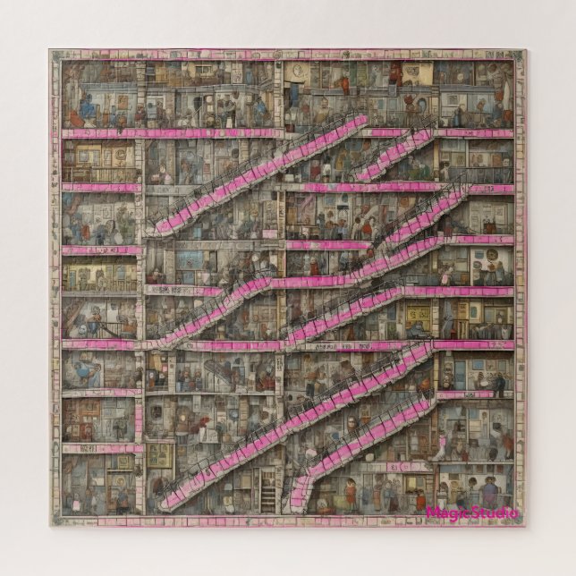 AI Detailed Multiple Mini Rooms Puzzle (Vertical)
