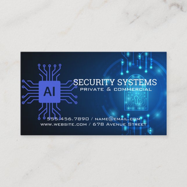 AI Digital Security | Protection Agency Business Card (Front)