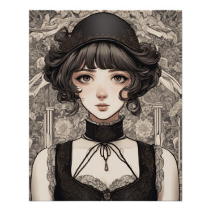 AI Dreamy Anime Couture - Vintage Little Black  Poster