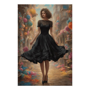 AI-Enhanced Little Black Dress Illustration - LBD Poster