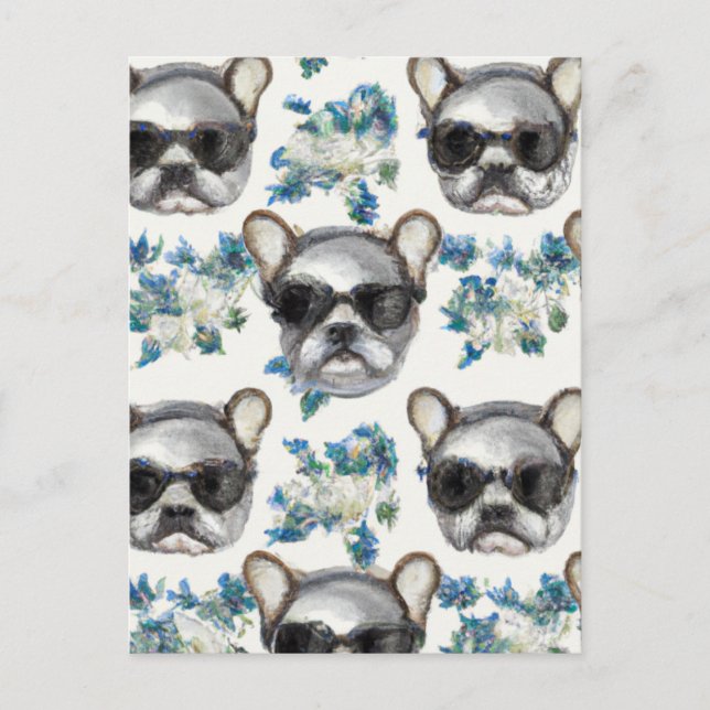 AI French Bulldog Pattern Postcard (Front)