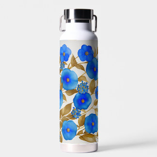 AI Generated Art *Blue floral pattern design* Water Bottle