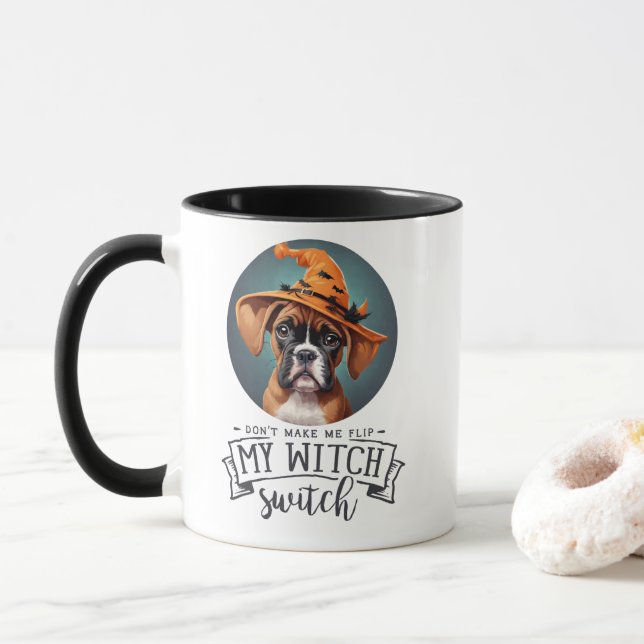 AI generated| Boxer| Halloween Witch Mug (With Donut)