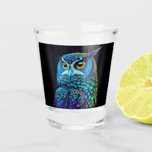 Ai generated Colorful Owl Shot Glass