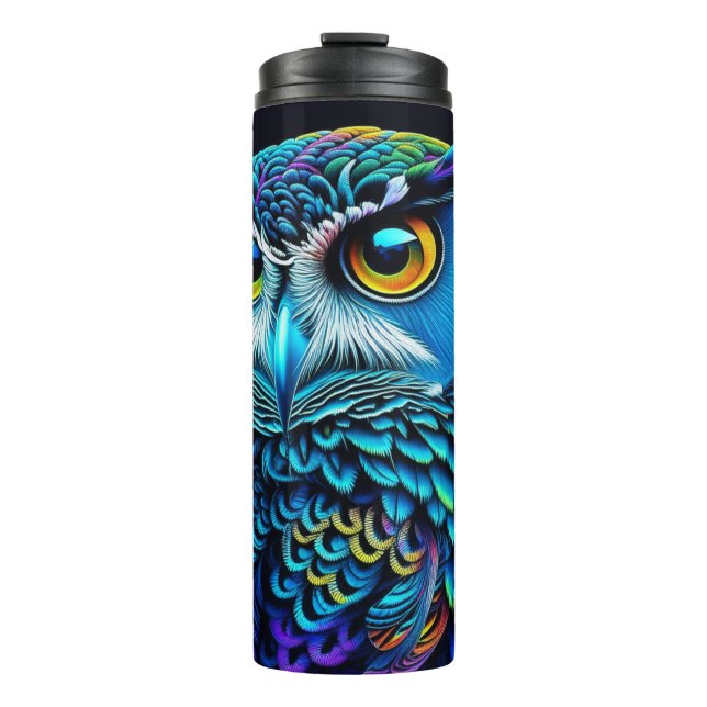 Ai generated Colourful Owl  Thermal Tumbler (Front)