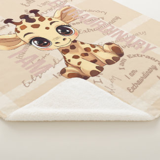 AI generated | Cute Affirmations | Giraffe Sherpa Blanket