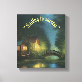 Ai Generated Flow Houses Forest Canvas Print