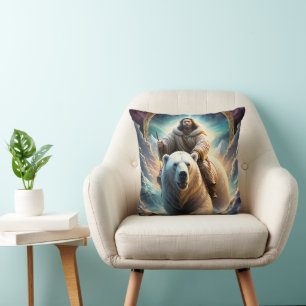 (AI Generated ) Jesus on a polar bear  Cushion