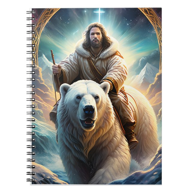 (AI Generated ) Jesus on a polar bear  Notebook (Front)