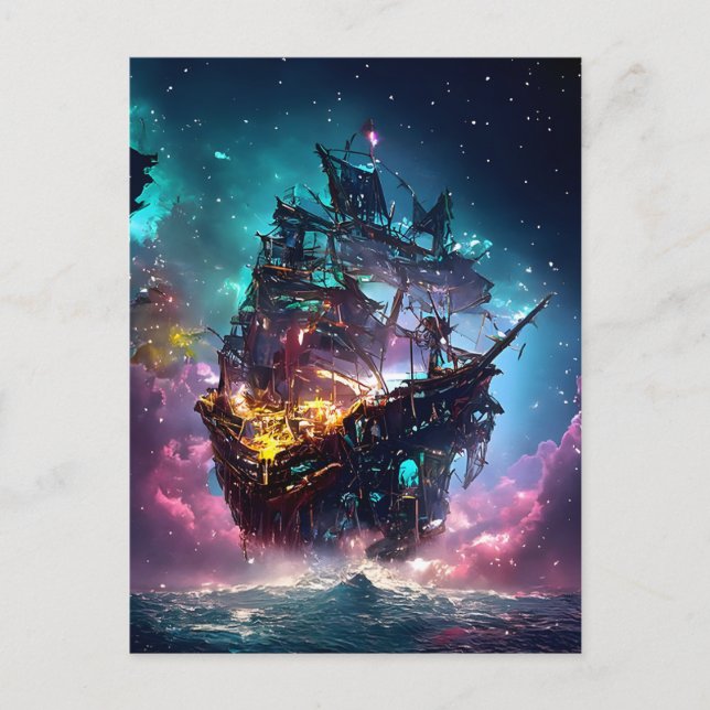 AI Generated Pirate Ship Postcard (Front)