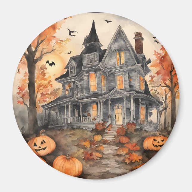 AI Generated Spooky Old House Halloween Magnet (Front)