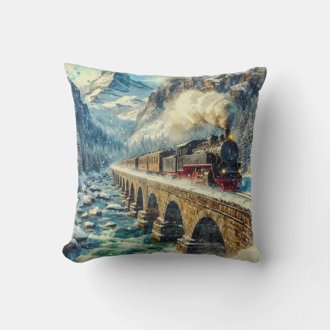 AI Generated Steam Engine Train Cushion (Front)
