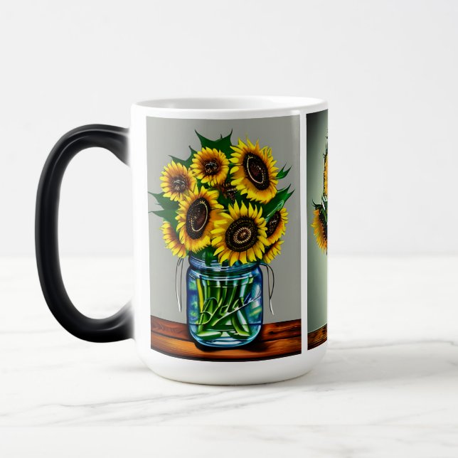 Ai Generated Sunflowers in Vases Magic Mug (Left)