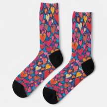 AI Heart Pattern Crew Socks