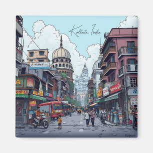 Ai Illustration of Kolkata, India Magnet