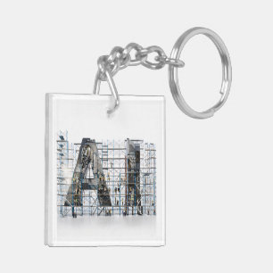 AI Industrial Letterform Architecture Art  Key Ring