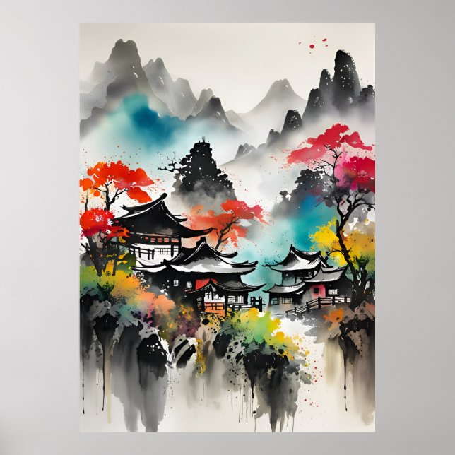 AI Ink Drawing landscape Poster (Front)