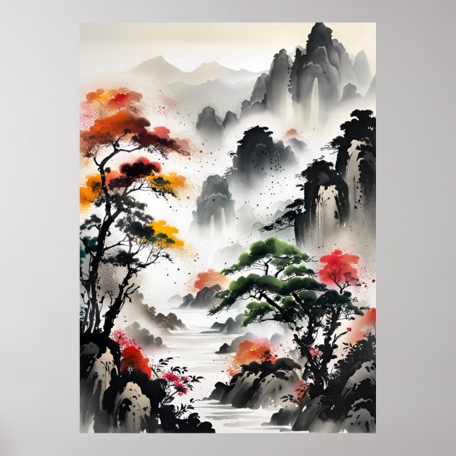 AI Ink Drawing landscape Poster (Front)