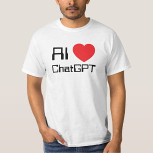 AI love Chat GPT red heart funny black text T-Shirt