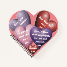 AI Love Your Enemies Heart-Shaped Spiral Notebook