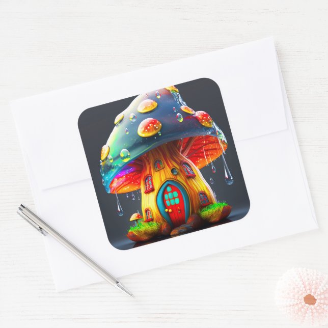 Ai Mushroom House Square Sticker (Envelope)