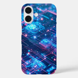 AI Neon Grid iPhone 16 Case