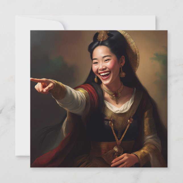 AI pointing and laughing Holiday Card (Front)