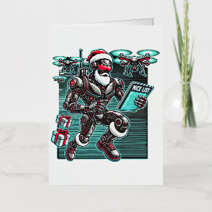 AI Powered Santa Robot with Drones and Christmas Foil Greeting Card