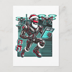 AI Powered Santa Robot with Drones and Christmas L Postcard