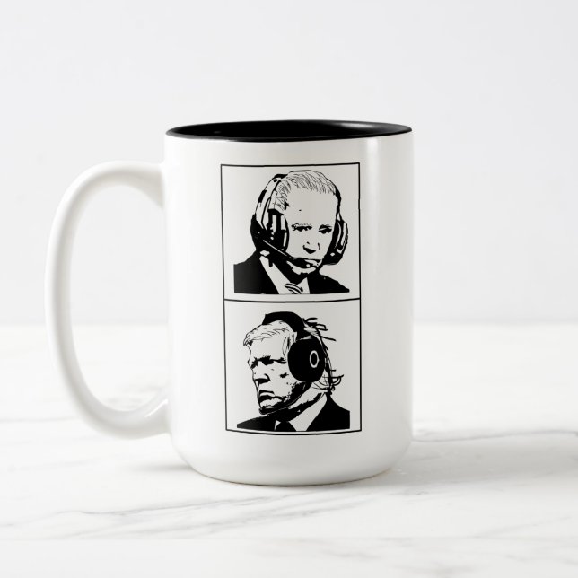 AI Presidents Gaming Joe Biden Donald Trump Funny  Two-Tone Coffee Mug (Left)