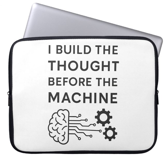 AI Quote Design – Thought Before the Machine Laptop Sleeve (Front)