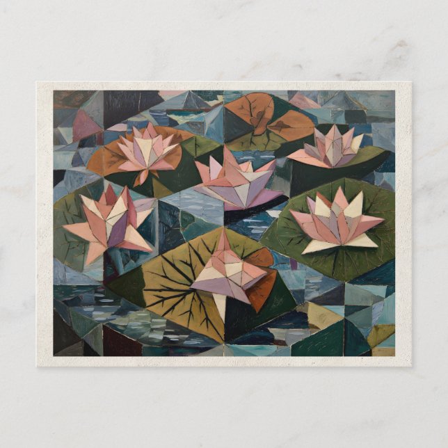 AI Remix Artwork Cubism Waterscape Postcard (Front)