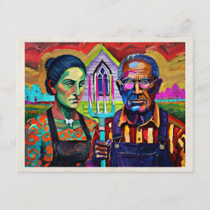 AI Remix Artwork Fauvism Couple Postcard