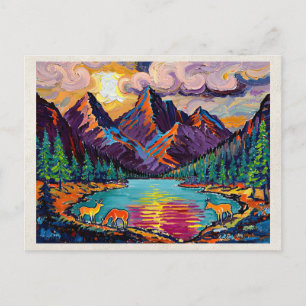 AI Remix Artwork Fauvism Mountains Postcard