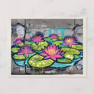 AI Remix Waterscape Graffiti Urban Street Art Postcard