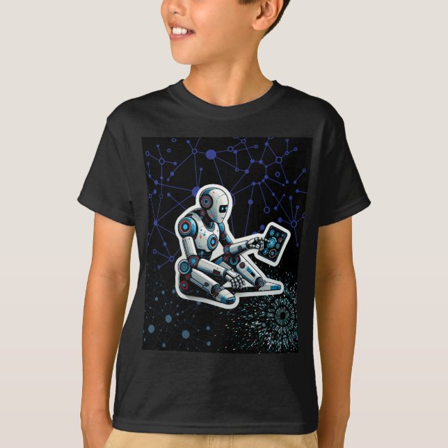 AI Robot On A Computer T-Shirt (Front)