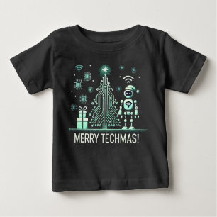 AI Robot with Tech Christmas Tree – Merry Techmas Baby T-Shirt