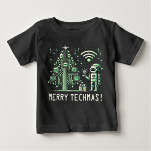 AI Robot with Tech Christmas Tree – Merry Techmas Baby T-Shirt