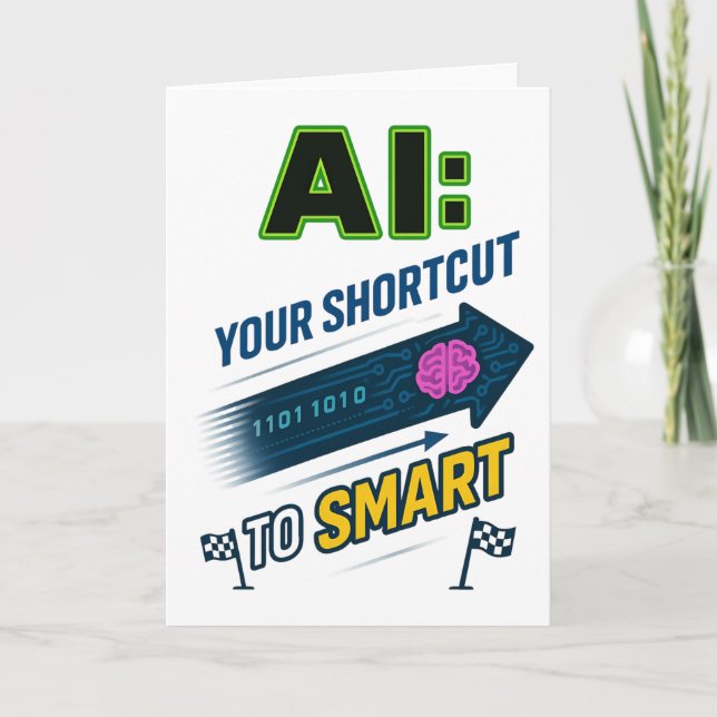 AI Shortcut to Smart Funny Artificial Intelligence Card (Front)