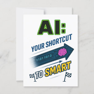 AI Shortcut to Smart Funny Artificial Intelligence Postcard