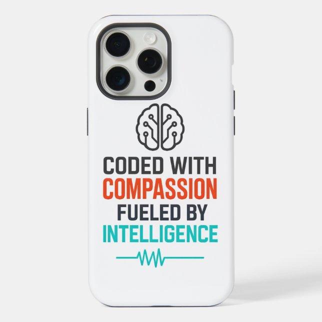 AI Slogan – Coded with Compassion Fuelled iPhone Case (Back)