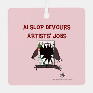 AI Slop Devours Artists' Jobs Christmas II Metal Tree Decoration