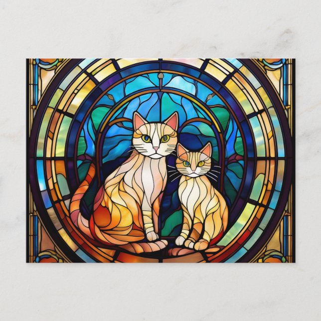 AI stained glass cats Postcard (Front)