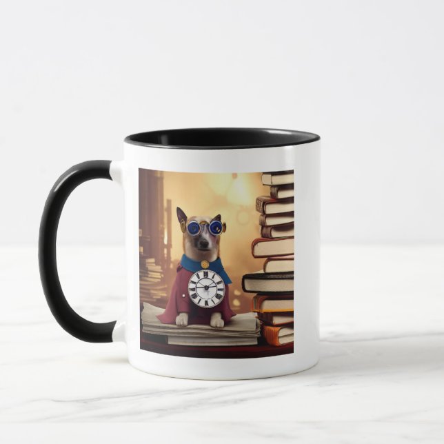 AI Steampunk superhero Dog Mug (Left)