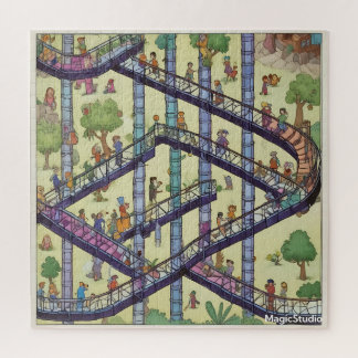 AI Strange Land of Chutes and Ladders Puzzle