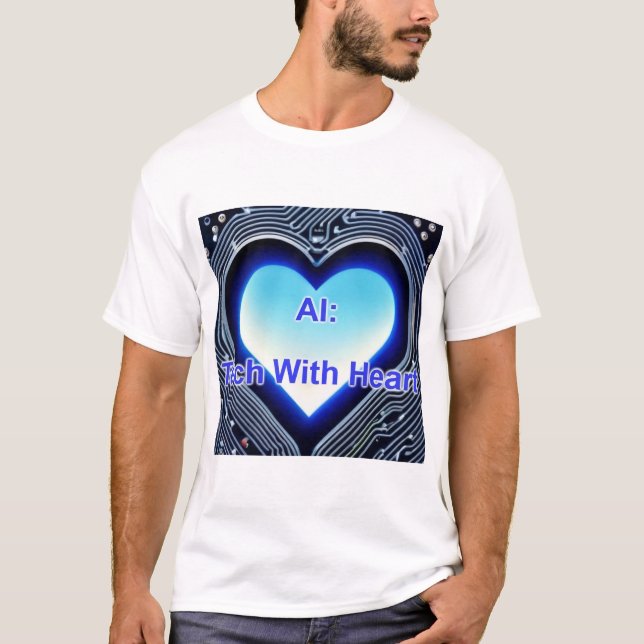 AI: Tech with Heart Men's White T-Shirt (Front)