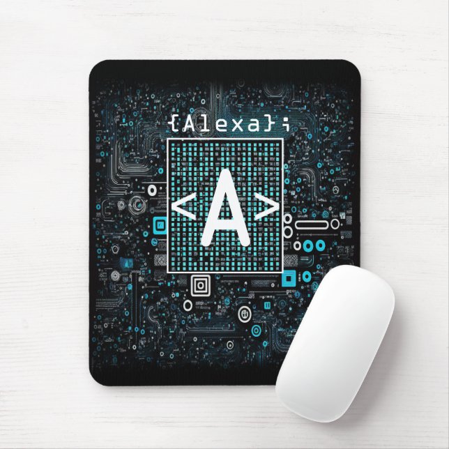 Ai - Technology - Coding Monogram - Letter A Mouse Pad (With Mouse)