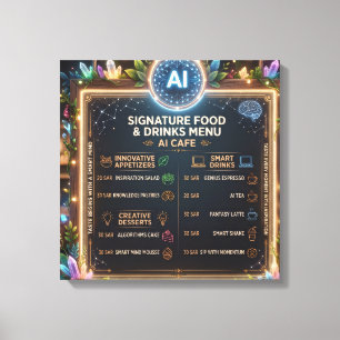 AI-Themed Fantasy Café Menu Design Canvas Print
