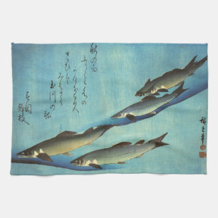 Ai (Trout) - Hiroshige's Colour Japanese Fish Prin Tea Towel