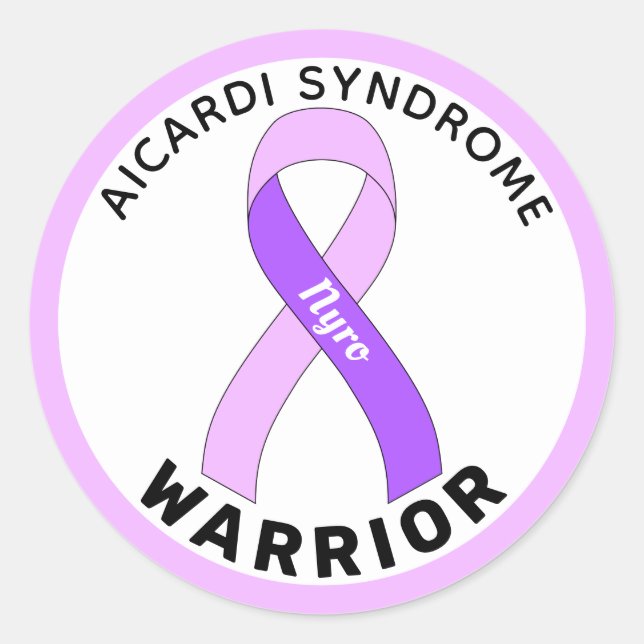 Aicardi Syndrome Warrior Ribbon White Classic Round Sticker (Front)